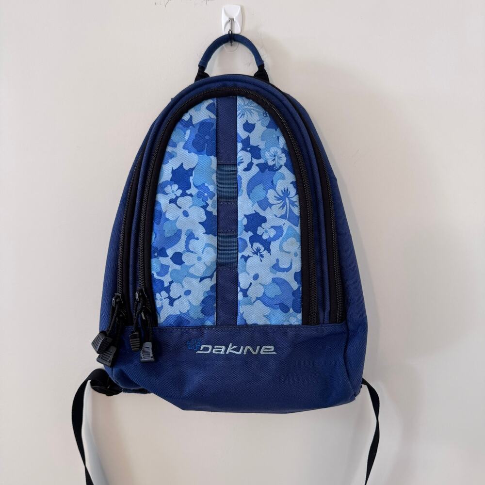 Vintage Dakine Cosmo Mini Backpack Purse Blue Hibiscus Hawaiian Floral Y2K